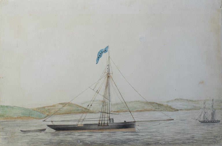 Item #5459 The Cutter Yacht Oberon off the Coast of Ireland 1853. Artist Unknown.