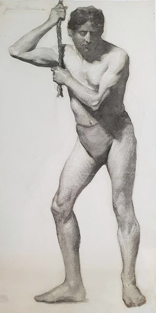 Item #5472 National Gallery School Life Study, Male Model tugging a Rope c1922. Jean Sutherland.