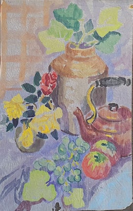 Item #5654 Still Life with Kettle and Stone Jar. Nada Hunter