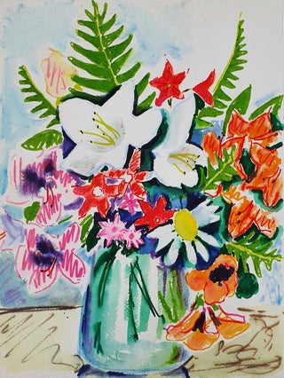 Item #5664 Flowerpiece with Lilies. Nada Hunter