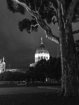Item #5708 Exhibition Building at Night 2020. Peter Brown