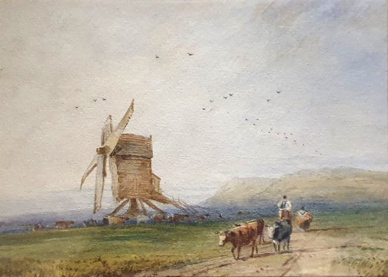 Item #5812 Windmill and Cows. English School c1840.