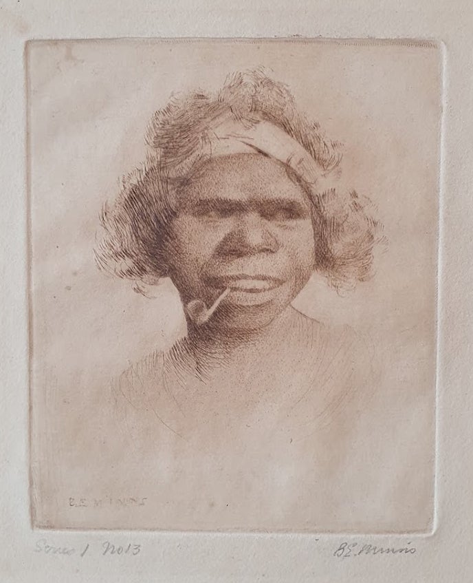Item #5831 Aboriginal Woman with Pipe. B. E. Minns.