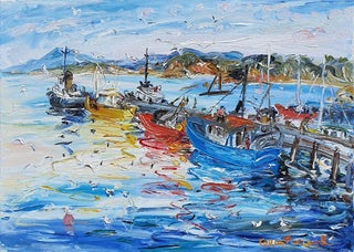 Item #5887 Fishing Boats, Eden. Celia Perceval