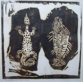 Item #598 Aboriginal Design of Fish and Lizard c1945. Margaret Preston.