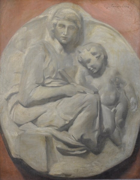 Item #614 Relief Sculpture after Tondo Pitti by Michelangelo c1880. Charles D. Richardson.