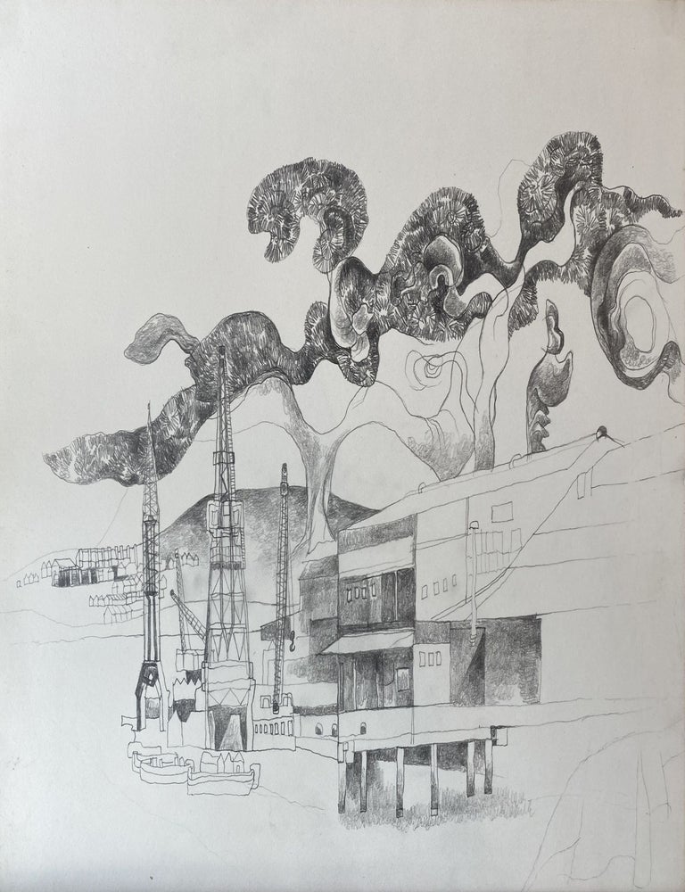 Item #6159 Study, Observatory Hill near Container Docks c.1990. Shay Docking.