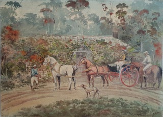 Item #6225 Horse and Buggy with Stockman departing the Homestead. Arthur Esam