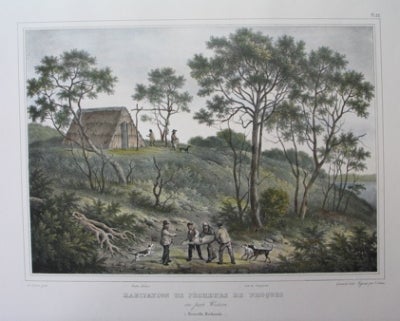 Item #631 Habitation de p?cheurs de Phoques au Port Western (Nouvelle Hollande) 1833. Louis A. de Sainson.