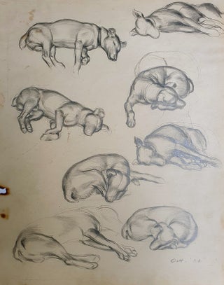 Item #6447 Prize Dog Sketches 1936. Oswald Hall