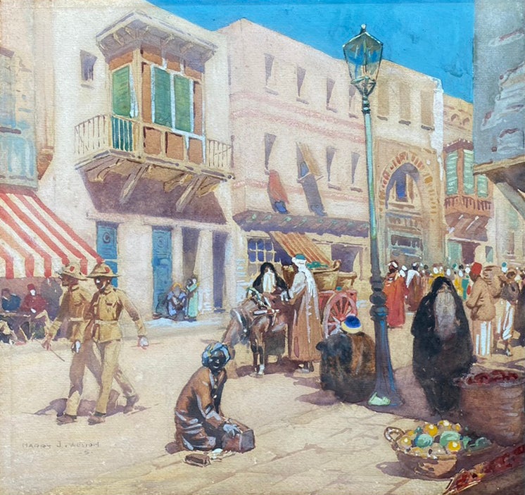 Item #6833 Street Scene Alexandria, Egypt 1925. Harry J. Weston.