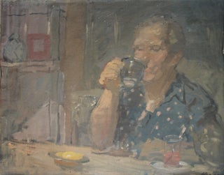 Item #713 Mother Drinking Tea 1950. Anatoli Golovastov