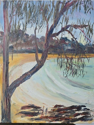 Item #7281 Lorne Beach with Figures on the Rocks. Lucy Boyd