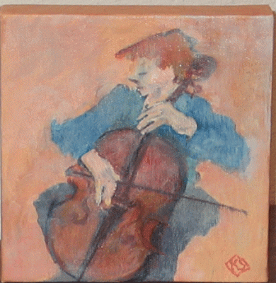 Item #729 The Cellist. Kay Stewart.
