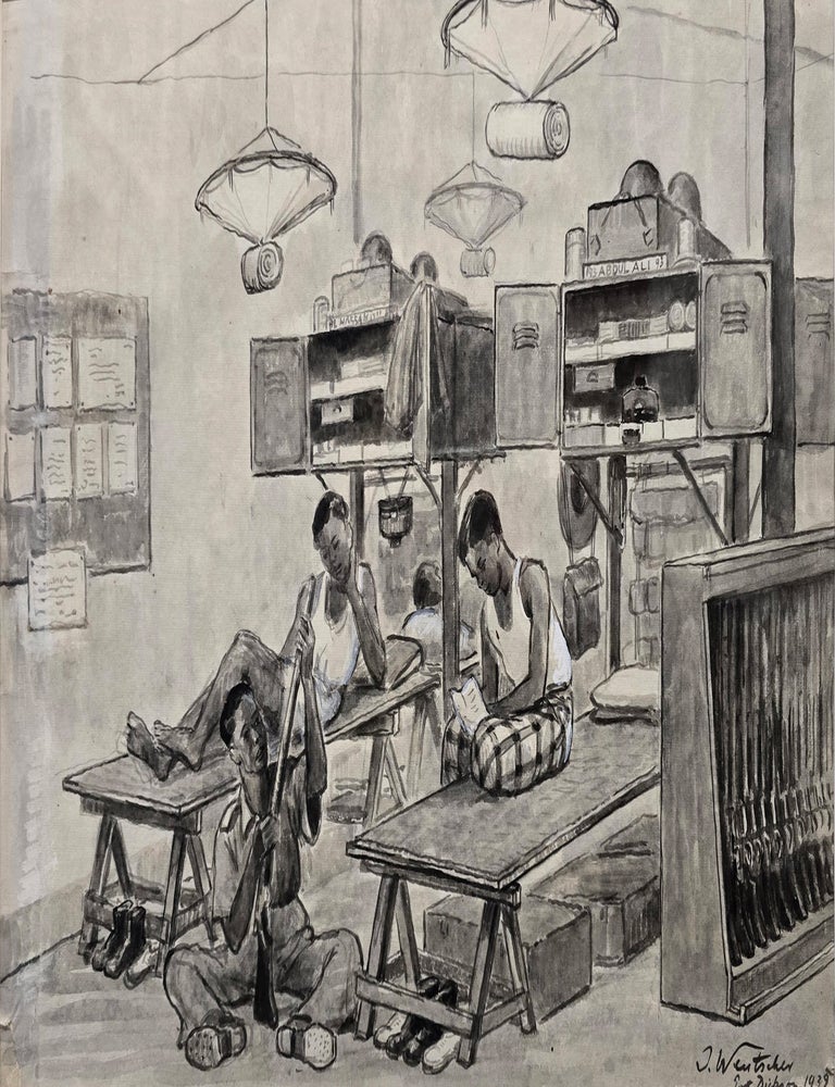 Item #7445 Soldiers Resting, Port Dickson Malaya 1939. Julius Wentcher.