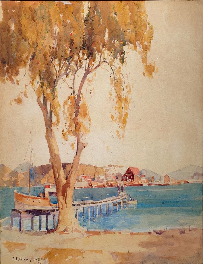 Item #7514 The Jetty, Port Stephens 1923. B. E. Minns.