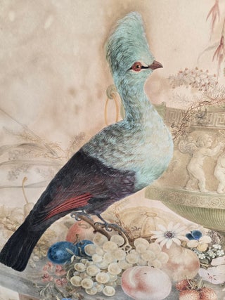 Still Life with Turaco, Flowers and a Classical Urn c1820