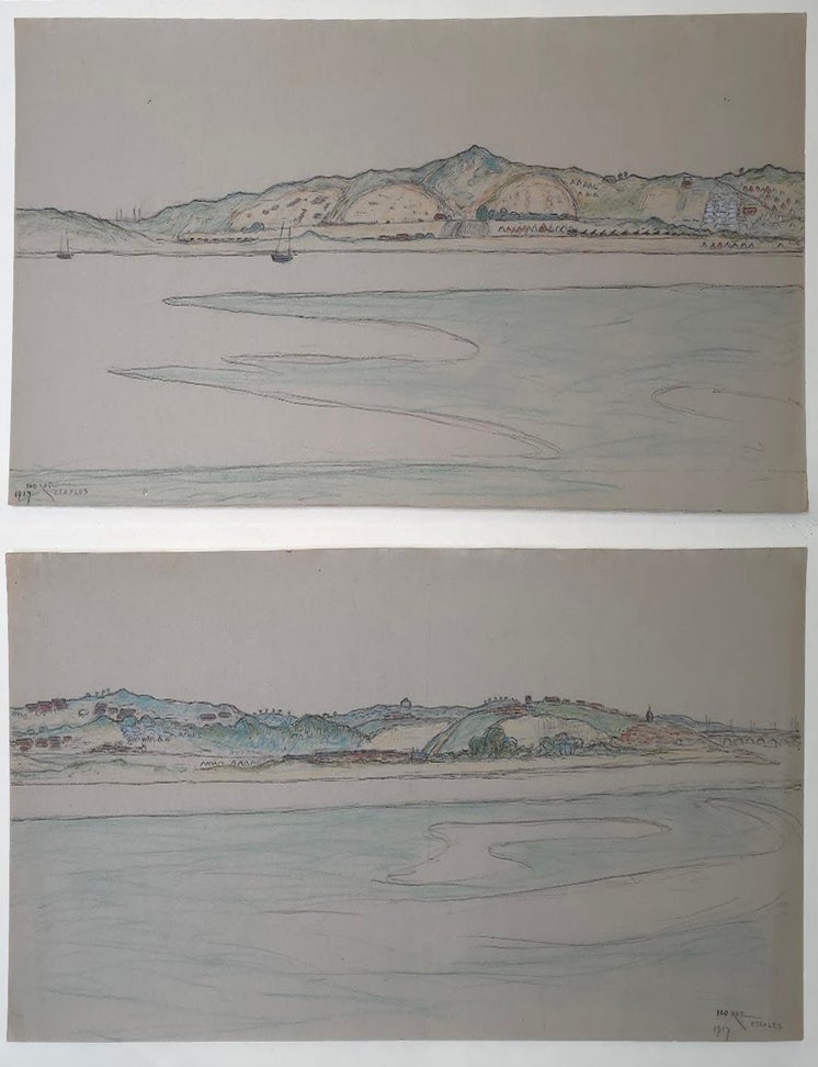 Item #7526 Panorama of Coastline Etaples 1917. Iso Rae.