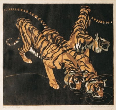 Item #76 Tigers Drinking. N. von Bresslern-Roth.