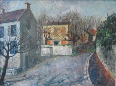 Item #818 A Street in Auvers, France. Phyl Waterhouse.