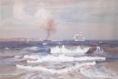 Item #91 Windy Day off the Coast. Arthur J. W. Burgess.