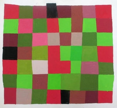 Item #970 Colour Study in Black, White, Reds and Greens 1970. Clifford Bayliss.