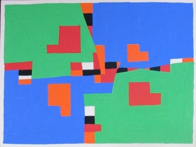 Item #971 Colour Study in Black, White, Green, Blue, Orange and Red 1970. Clifford Bayliss.