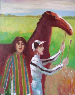 Item #981 Horse and Jockey with Woman. Clifford Bayliss.